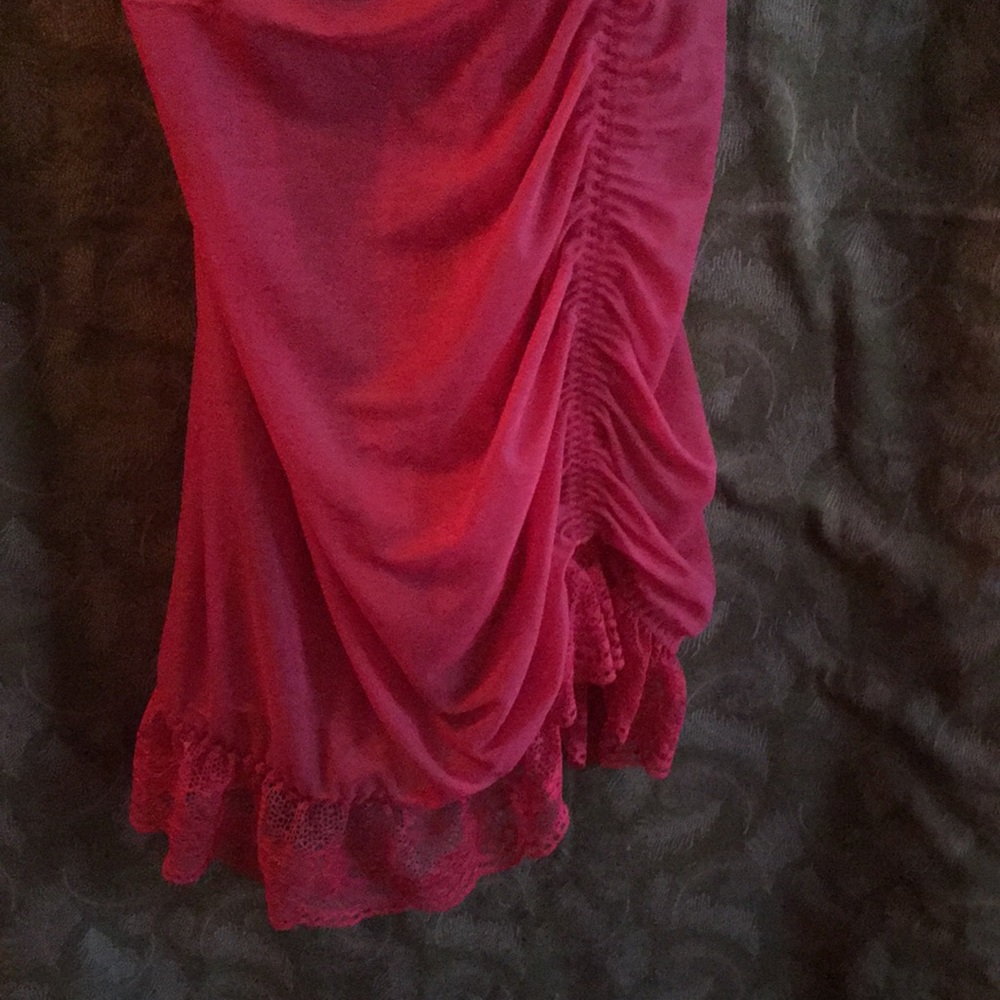 Red Ruffled Ruched Nightie - Picture 3 of 5